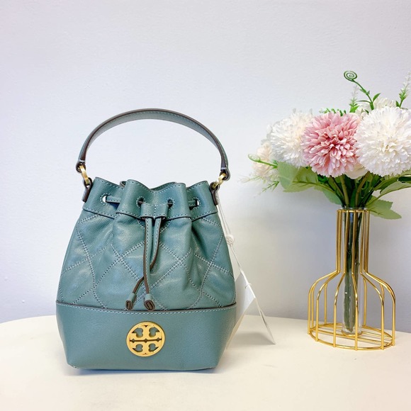 Tory Burch Handbags - Tory Burch 87869 Willa Mini Black With Gold Hardware Women's Drawstring Bucket